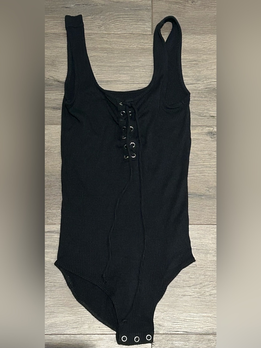 American Eagle Outfitters Black Ribbed Bodysuit - AEO First Essentials